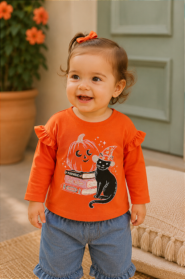 Camiseta Carter's, manga longa, em algodão -Halloween