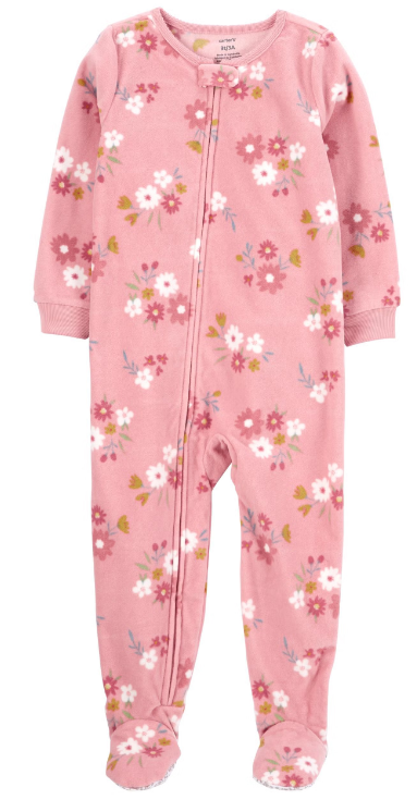 Pijama/Macacão de inverno Carter's (Plush/ Fleece) - Flores