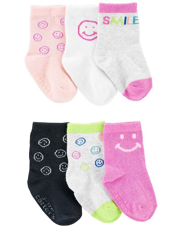 Kit Meias Carter's - 6 Pares - Cano Longo/ Menina