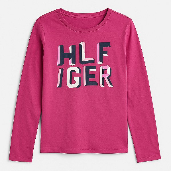 Camiseta Tommy, manga longa, em algodão - Pink