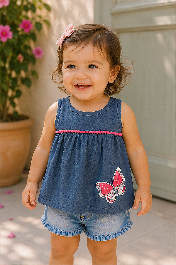 Bata Jeans infantil, regatinha, Carter's - Borboleta