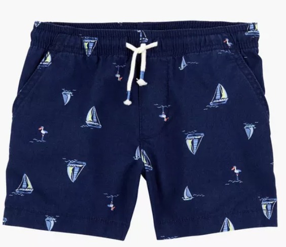 Bermuda infantil Estampada, cós elástico e cordão Azul | Carter's