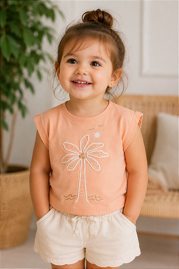 Camiseta infantil muscle tee flor laranja | Carter's