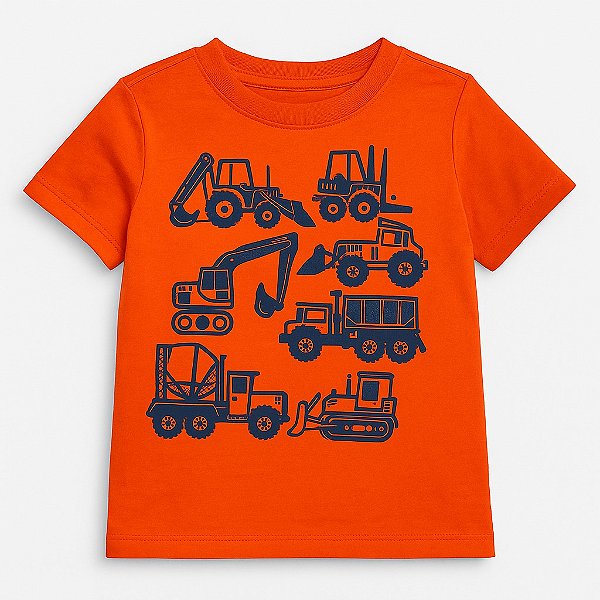 Camiseta GAP de algodão, manga curta - Laranja/ Tratores
