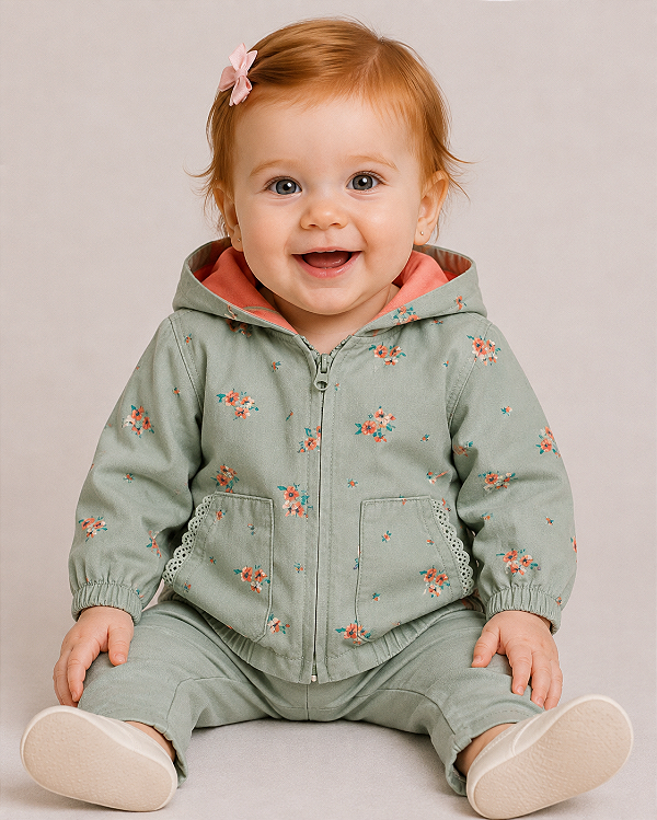 Jaqueta Infantil com Capuz Floral para Bebê OshKosh