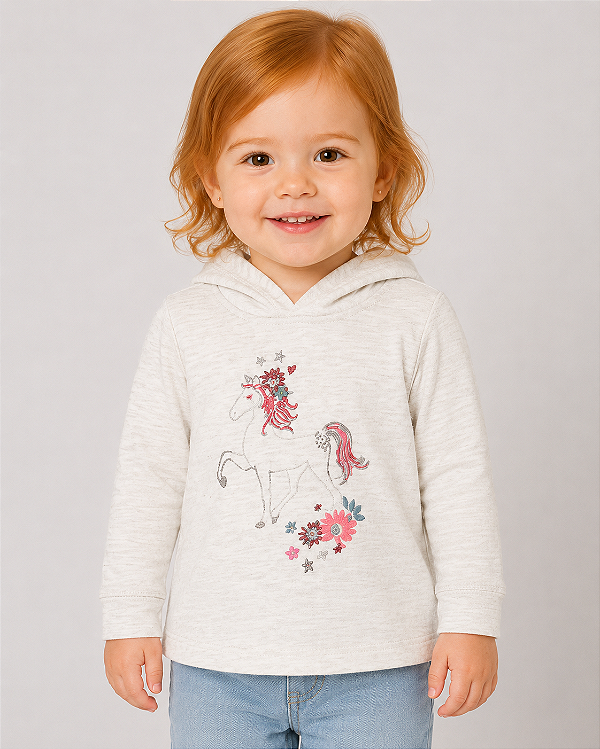 Camiseta Infantil OshKosh com Capuz e Manga Longa Estampa de Unicórnio