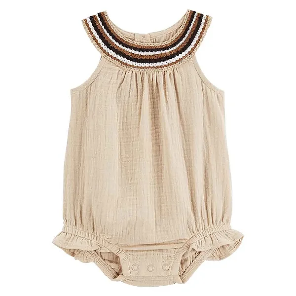 Macaquinho Infantil Carter’s – Bege com Detalhe Bordado