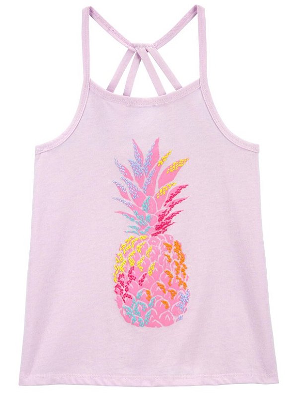 Blusa Regata Infantil OshKosh – Rosa com Alças Cruzadas