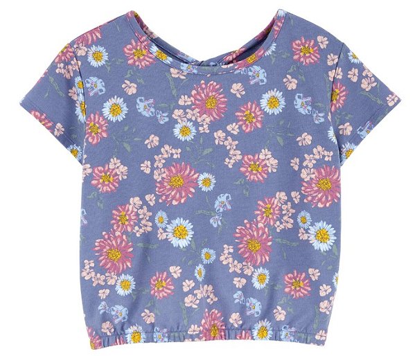 Blusa Infantil OshKosh – Floral Lilás em Moletinho