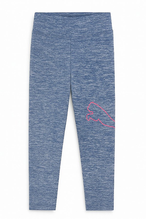 Calça Legging Infantil Flanelada Puma Azul - Logo Rosa