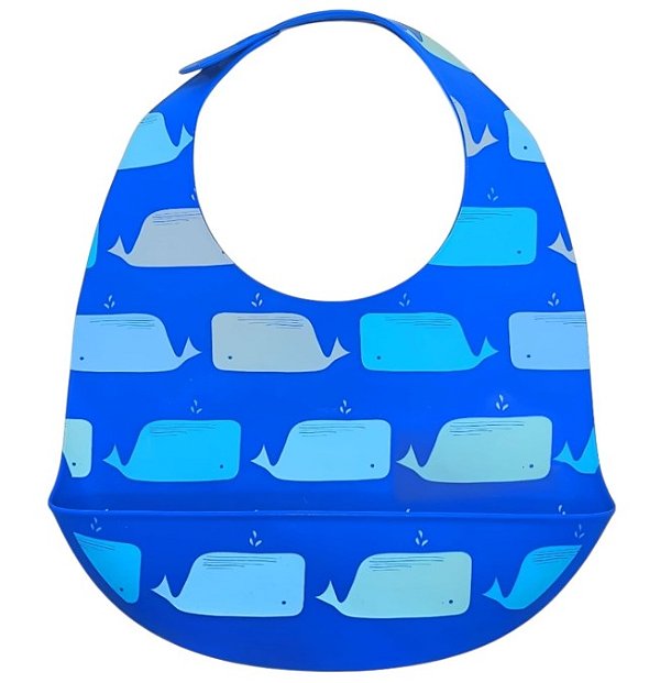 Babador de Silicone Cloud Island – Estampa Baleia Azul