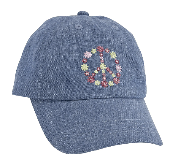 Boné Infantil Carter’s Jeans Bordado – Símbolo Peace Floral