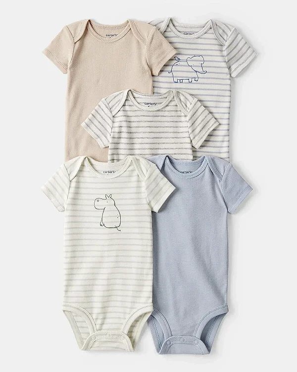 Kit de bodies Carter's - 5 bodies - Liso/ Listrados