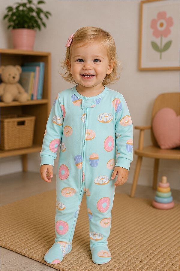 Pijama Macacão Carter's DreamPlush Com Pé Antiderrapante Original - Doces