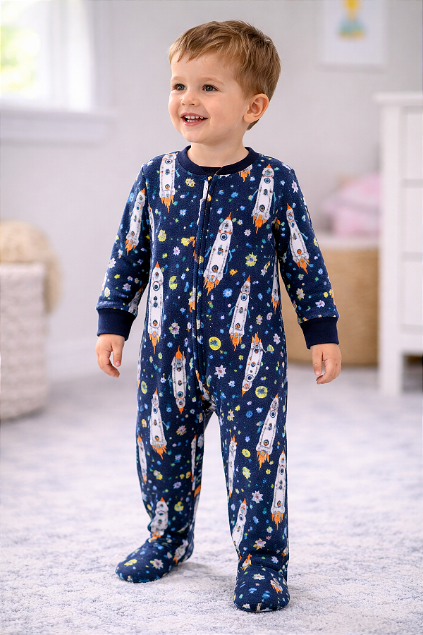 Pijama/Macacão de inverno OshKosh  (Plush/ Fleece) - Foguete