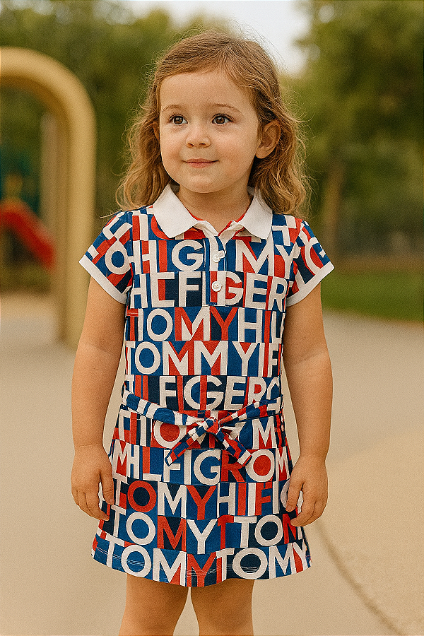 Vestido Tommy Hilfiger, gola polo - Estampado