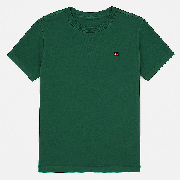 Camiseta Tommy, manga curta, em algodão - Verde*
