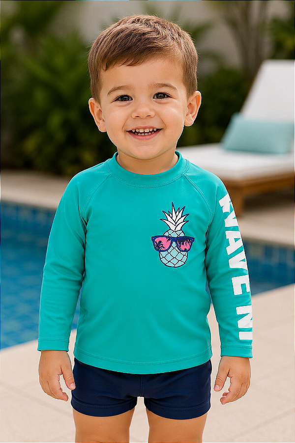 Camiseta de banho OshKosh, com proteção solar UPF 50+ - Wave King
