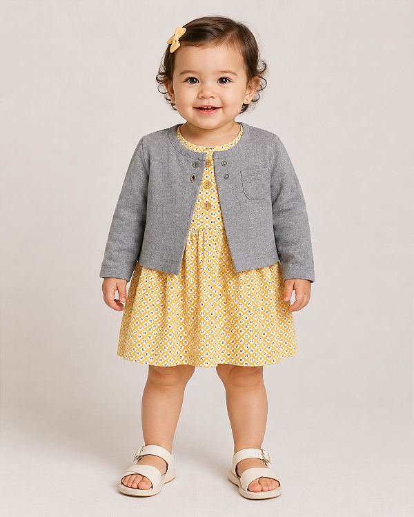 Conjunto Carter's - Body vestido e casaco - Floral