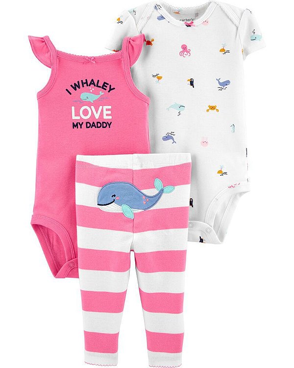 Conjunto Carter's - 2 bodies e calça - baleia