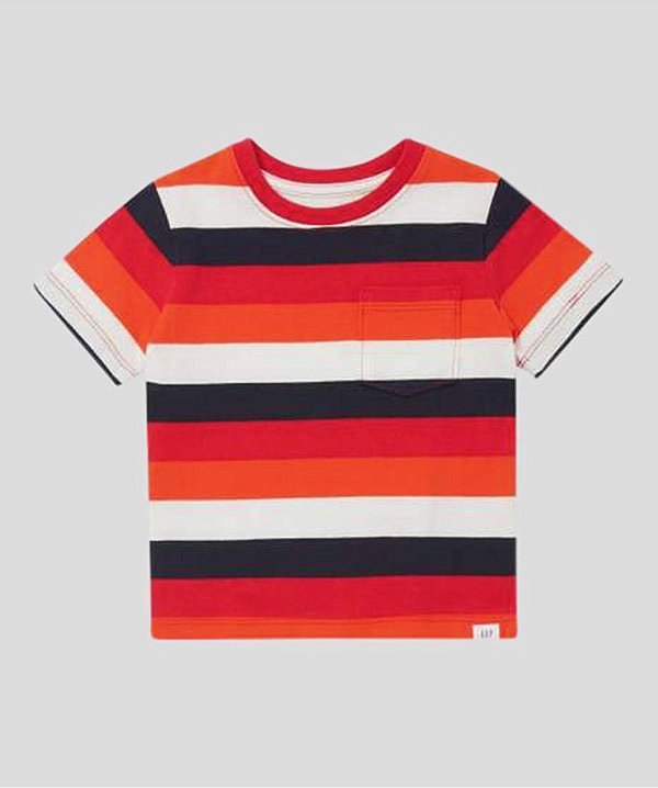 Camiseta Gap, manga curta, em algodão - Listrada
