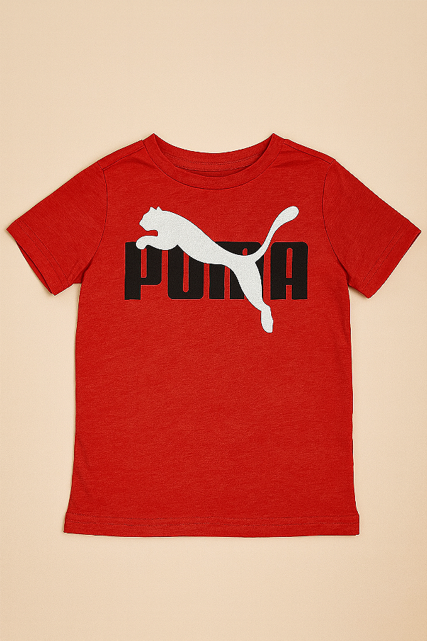 Camiseta Puma, manga curta, em algodão - Vermelha