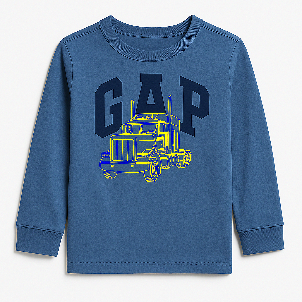 Camiseta GAP, manga longa, em algodão - Caminhão