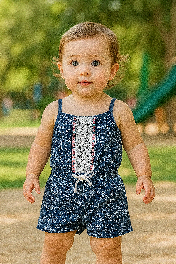 Romper / Macacão Carter’s em Algodão, de alcinha – Rendinha