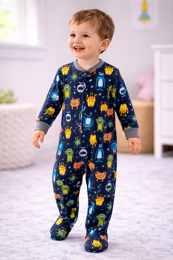 Pijama/Macacão de inverno Carter's (Plush/ Fleece) - Monstrinhos