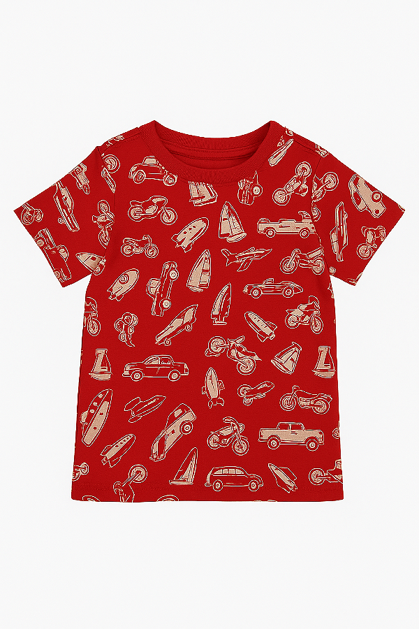 Camiseta Tommy, manga curta, em algodão - Vermelho