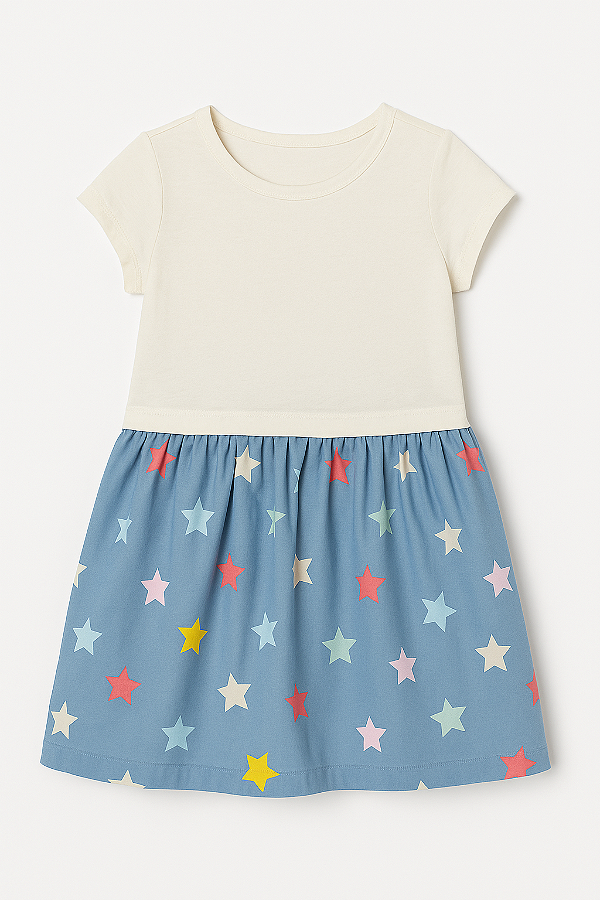 Vestido GAP, manga curta, em algodão - Estrelas