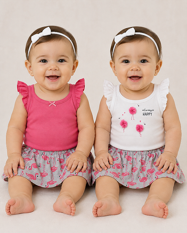 Conjunto Carter's - Body, blusa e saia - Sempre feliz