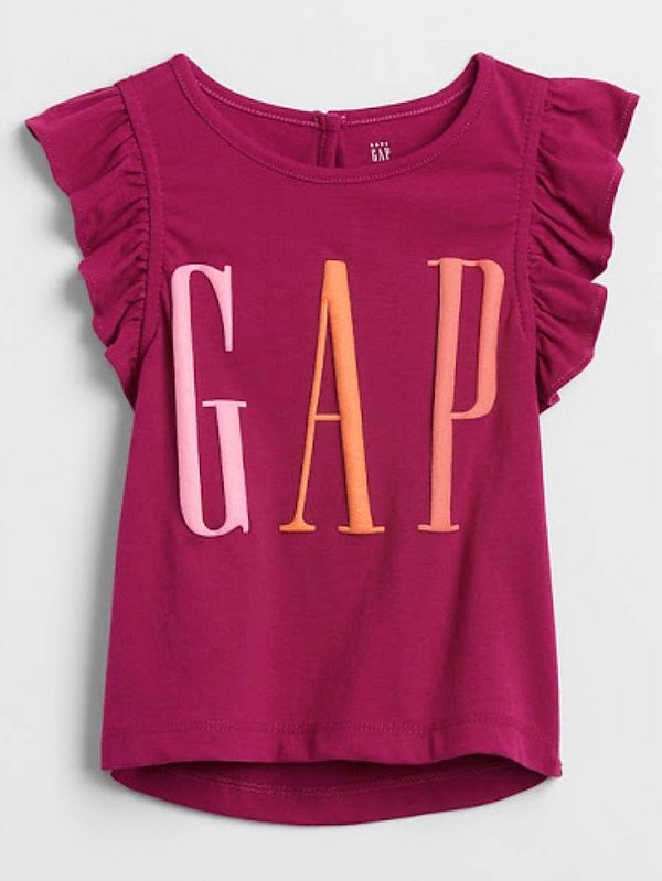 Camiseta GAP, manga flutuante, em algodão - Logo degradê