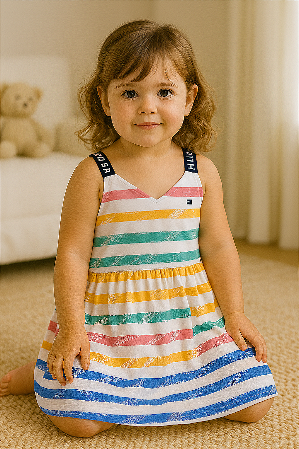 Vestido Infantil Tommy Hilfiger de Algodão – Alcinha, Fresquinho e de Verão