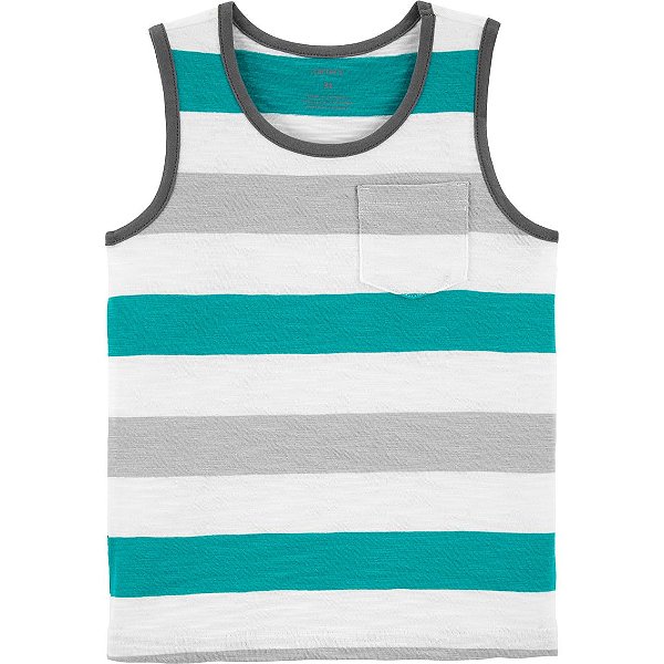 Camiseta Carter's, regata, em algodão - Listrada
