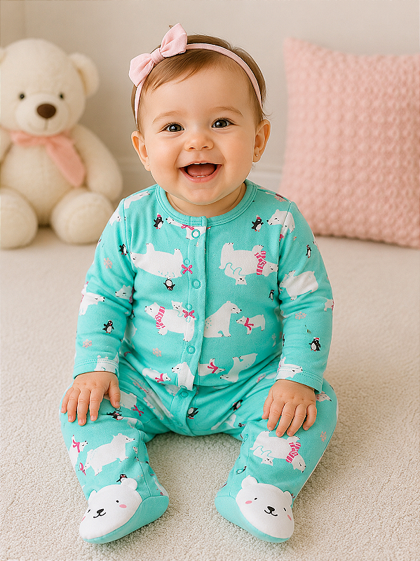 Pijama/Macacão de inverno Carter's (Plush/ Fleece) - Urso Polar