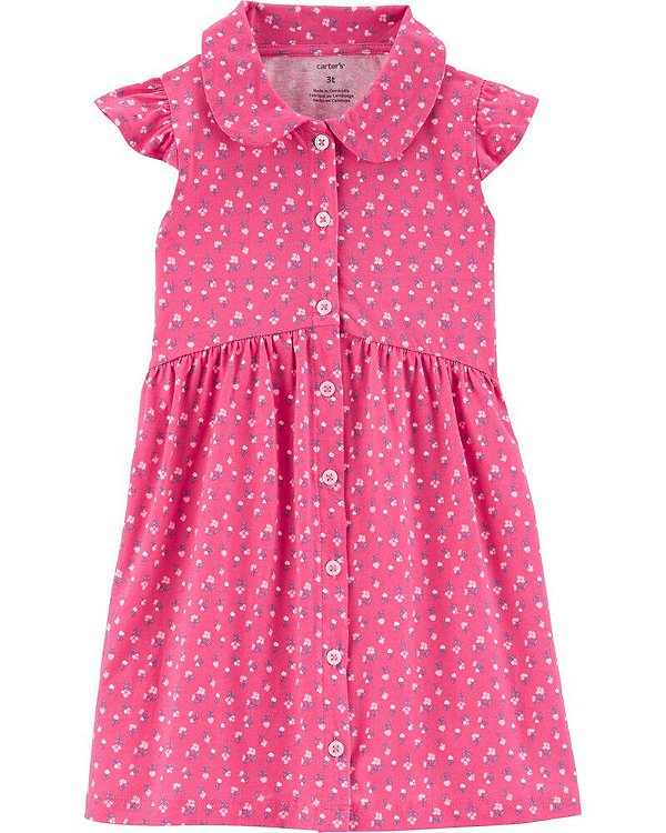 Vestido Evasê Carter´s Listrado Floral - Rosa