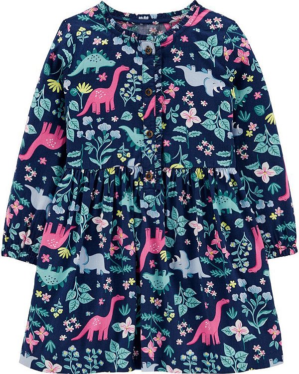 Vestido Carter's de cetim - Dinossauro Floral