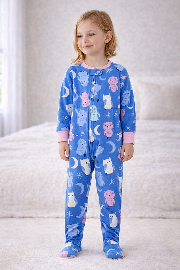 Pijama/Macacão de inverno Carter's (Plush/ Fleece) - Corujas