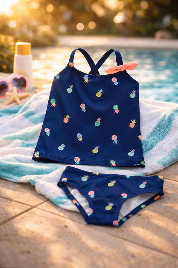 Roupa de banho Carter's, com proteção solar UPF 50+ - Abacaxi Neon