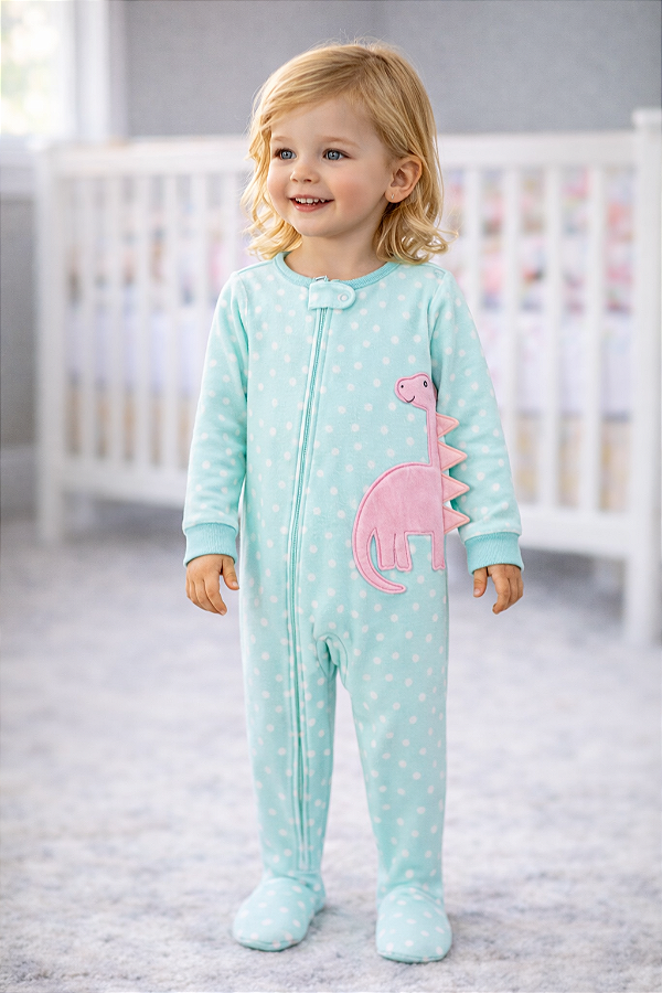 Pijama/Macacão de inverno Carter's (Plush/ Fleece) - Dinossauro
