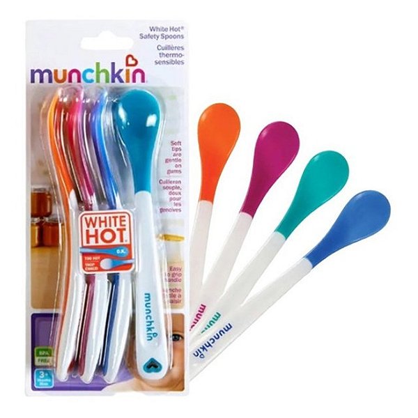 Colheres Munchkin Infantil white hot com 4 Unidades - Coloridas