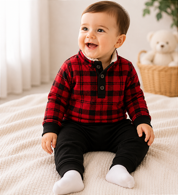 Conjunto de Inverno Carter’s Flanelado – Xadrez Vermelho e Preto