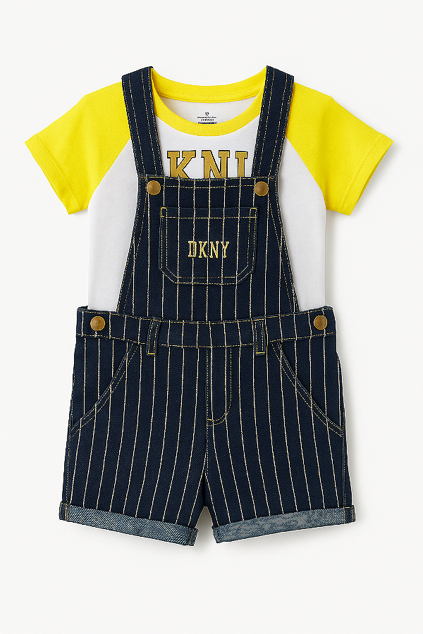 Conjunto DKNY - Jardineira e camiseta - Brilho