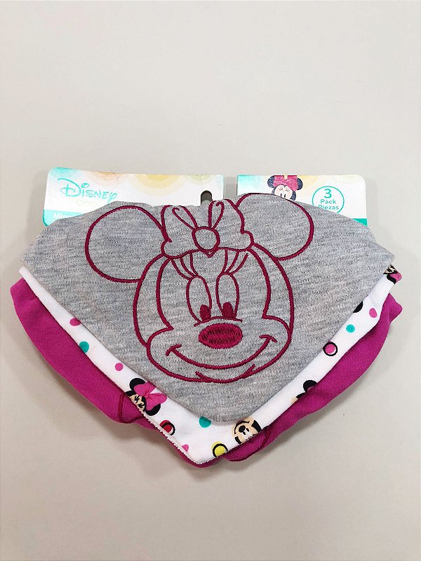 Kit babador Disney baby, 3 peças - Minnie Mouse