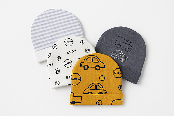 Kit 4 peças Gerber - 4 toucas, em, algodão  - Carros