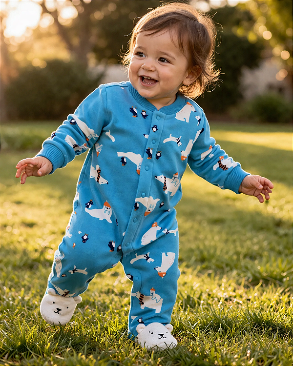 Pijama/Macacão de inverno Carter's (Plush/ Fleece) - Urso Polar