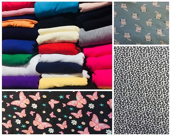Cotton Estampado + Cotton Liso em Retalhos - Pacote com 5 kg