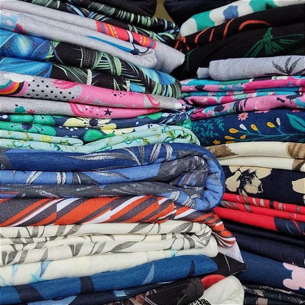 Meia Malha Estampado + Meia Malha Liso em Retalhos - Caixa com 10 kg