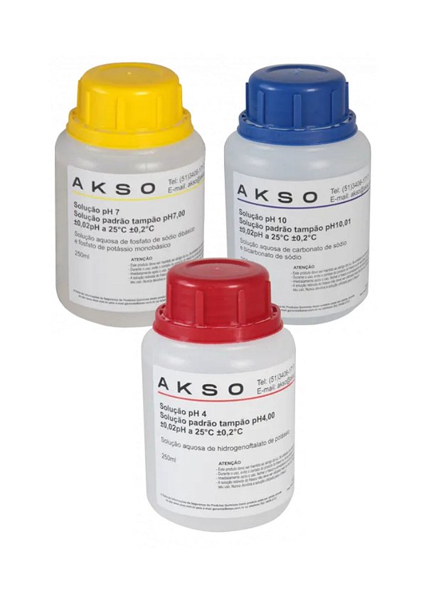Kit Solução Tampão Akso (pH 4, 7 e 10) 250ml